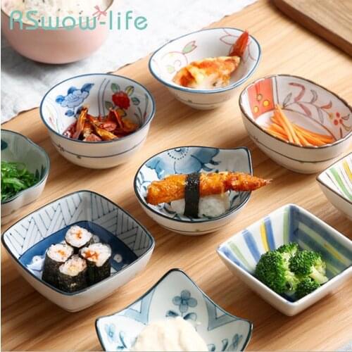 9Pcs Japanese Dishes Creative Home Ceramic Bowl Hot Pot Sauce Soy Sauce Dish Cute Sauce Dishes Serving Dish For Kitchen Utensils