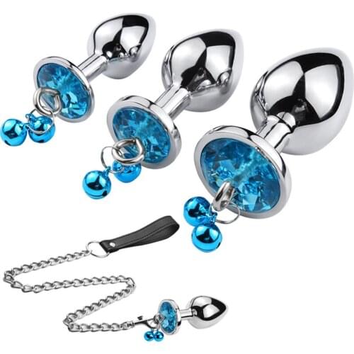 Stainless Steel Anal Plug with Bell Chain Tail Plug Butt Plug Prostate Massage Anal Dilator Erotic Adult Sex Toys for Women Men