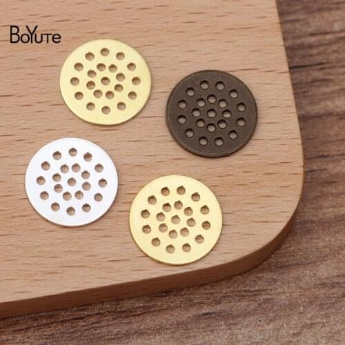 BoYuTe (100 Pieces/Lot) 12MM Flat Base Metal Brass Materials Diy Hand Made Jewelry Accessories Wholesale