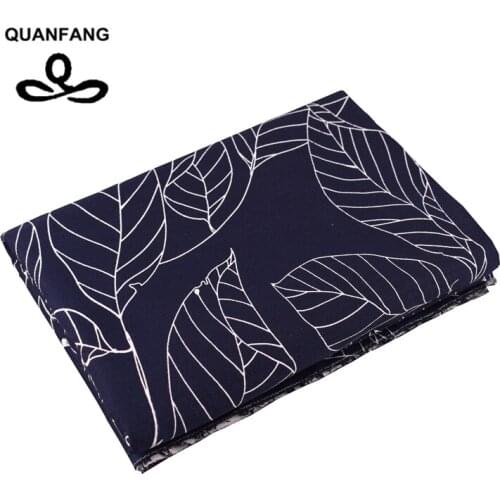 QUANFANG Blue Leaves Cotton Canvas Fabric For Handmade Fabric Cloth Sofa Curtain Bag Shoes Home Decoration Material Tissue Meter