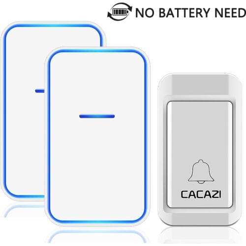 CACAZI No Battery Required Wireless Door Bell 1 2 Button 1 2 3 Receiver Waterproof Self powered Wireless Doorbell EU US UK Plug