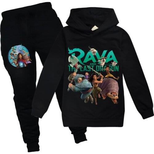 Raya and The Last Dragon Kids Sports Suit Childrens Hooded Long-sleeved Jacket + Trousers Two-piece Casual Students Clothing