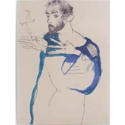 Home Decorative Canvas HD Gustav Klimt Prints Paintings Blauen Malerkittel Modular Abstract Pictures Wall Art Poster No Framed