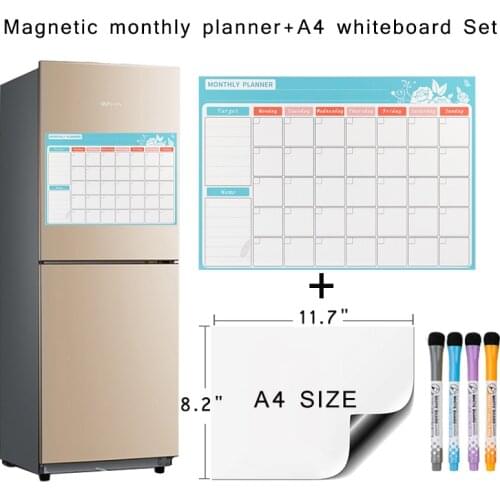 Whiteboard Erasable and Magnetic Weekly Monthly Planner Calendar Flexible Dry Erase Magnet Memo Message Children Fridge Stickers