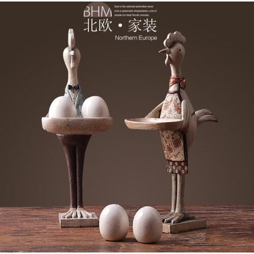 European Figurine Decoration Home Furnishing New Animal Chicken Sculpture Ornaments Eggs Model Spice Jar Kitchen Crafts 37*12 cm