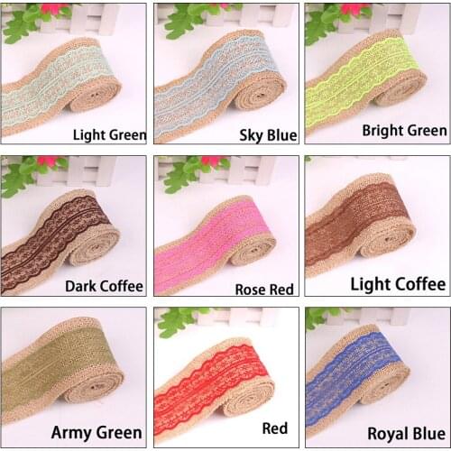 2M 6cm Natural Jute Burlap Ribbon Rustic Vintage Wedding Decor Hessian Lace Jute Roll Merry Christmas Party Supplies DIY