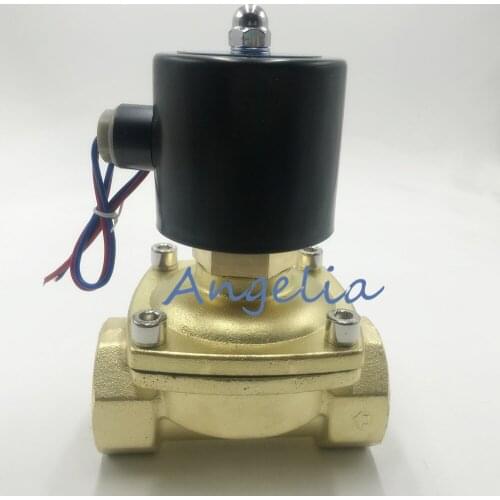 G1-1/2" N/O DC24V DC12V Brass Electric Solenoid Valve Water Gas Air Normally Open Type