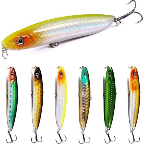 Hengjia 6pcs 9.5cm 18g Rattling Laser Pencil Lure Sinking Hard Bait Artificial Wobbler Tackle with Sharp Hook