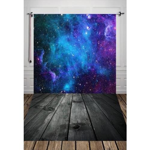 HUAYI Custom Backdrop Spectacular Universe Galaxy Space Star Dust Blue Celestial Nebula Decor Astronomy Background With Floor