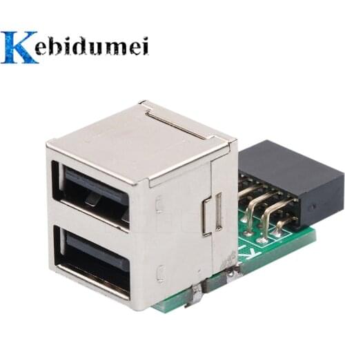 Kebidumei HOT Internal PC USB 2 Port 2.0 9Pin Female to 2 Port A Female Adapter Converter Motherboard PCB Board Card Extender