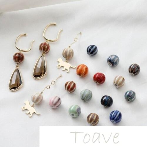 Ceramic Straight Hole Pumpkin Beads Multicolor Beads diy Beaded Handmade Earring Material Accessories