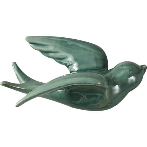 1PC Ceramic Wall Mount Hanging Colorful Swallows Wall Mounted Hanging Nordic Decorative Hanging for Home Wall Decor(Green)