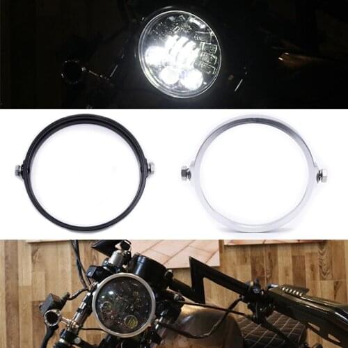 5.75'' - 7'' Moto Round Headlight Housing Ring Mount Bracket Cover Headlamp Trim For Harley Honda Yamaha Cafe Racer Universal