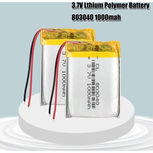 803040 3.7v 1000mAh li-ion Lipo cells Lithium Li-Po Polymer Rechargeable Battery For Bluetooth speaker PDA Tachograph toys