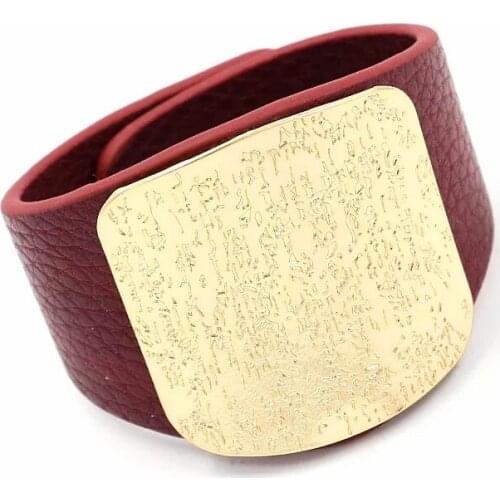 Vogue Metal Big Vintage Black Fashion Trendy Fashion Cuff Bangle Wide Leather Bracelets Women Jewelry Accessories