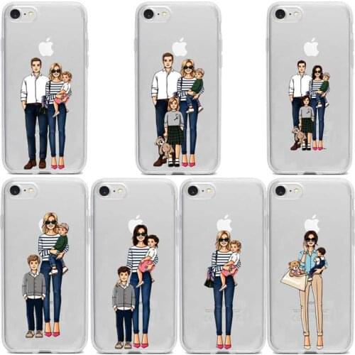 Fashion Baby Mom Girl TPU Transparente soft silicone phone case For iPhone11 11Pro Max X XR XS Max 8 8Plus 7 7Plus 6s 6Plus