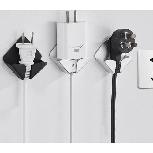 Wall Storage Aluminum Alloy Hook Plug Socket Holder Home Wire Plugs Adhesive Hanger Home Office Storage Racks Bathroom