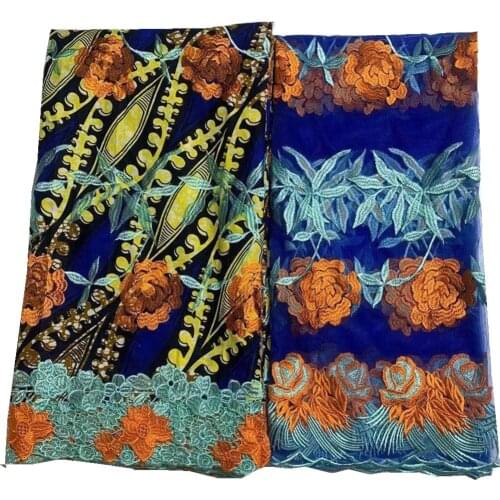 New Fashion Wax Lace Fabric 6+2 yards African Nigerian Cotton Wax Print Fabric Guipure Lace With Wax Fabric DF-180