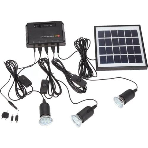New Outdoor Solar Power Led Lighting Bulb Lamp System Solar Panel Home System Kit