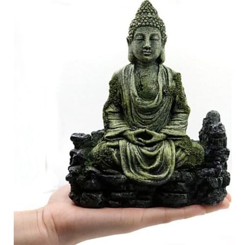 New Resin Ancient Imitation Buddha Statue Ruins Aquarium Ornament Fish Tank Decor