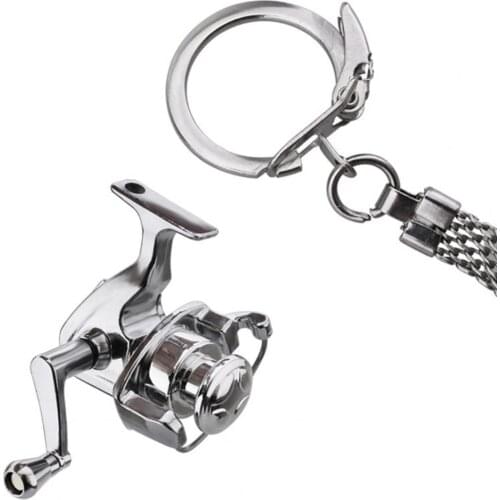 New Alloy Reel Drum Pendant Keychain Key Ring Mini Miniature Sea Fishing Tackle