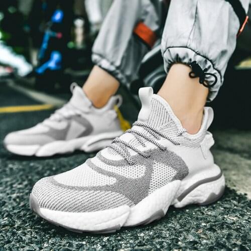 New Men Running Shoes Reflective Male Sneakers Thick Sole Outdoor Walking Shoes Light Men Shoes 2020 Summer Athletic Trainers 45