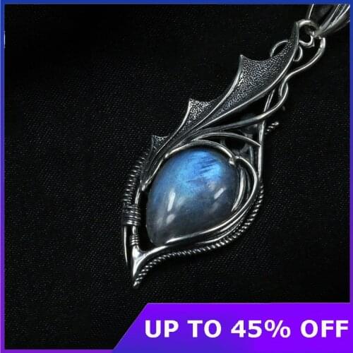 Thai Silver Dragon Eye Pendant Pure 925 Sterling silver Inlaid natural stones Free black leather rope Jewelry Men Women Necklace