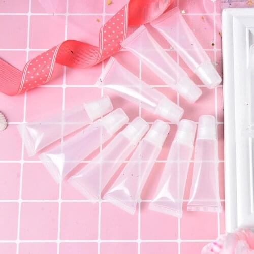 10Pcs/pack 5ml Cosmetic Lip Gloss Empty Refillable Tubes Plastic Clear Lip Balm Makeup Containers Tools