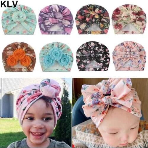 2020 Baby cotton blends Headband Soft Rabbit Bowknot Turban Hair Bands for Children Girls Elastic Headwrap Children Baby Turban