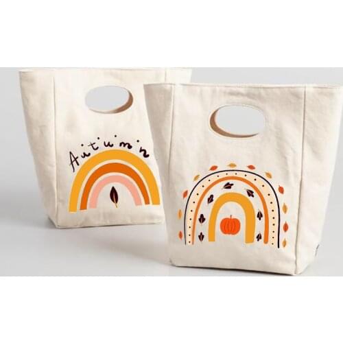 Rainbow Portable Lunch Bags Thermal Insulated Bento Box Totes Cooler Handbag Picnic School Food Storage Pouch Thanksgiving Gifts