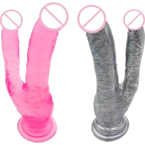 Double Penetration Realistic Dildo For Women Lesbian Real Double Strap On Penis Female Masturbator Vagina Anal Stimulator Sextoy