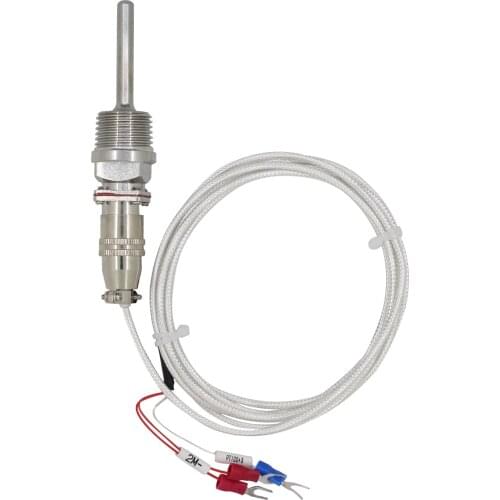 With 2m Cable Wires L50-300mm BSP 1/2" Stainless steel -50 to 300 Degree Temperature Transducer Probe PT100 Temperature Sensor
