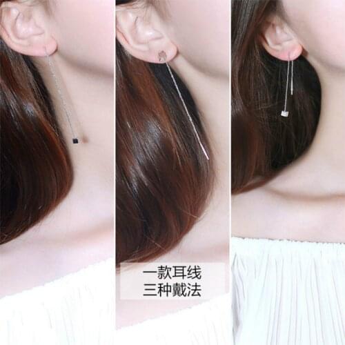 Silver Fashion Womens Jewelry Pendant Earrings Girly Party Gifts Long Geometric Five-pointed Star Square Triangle Earrings