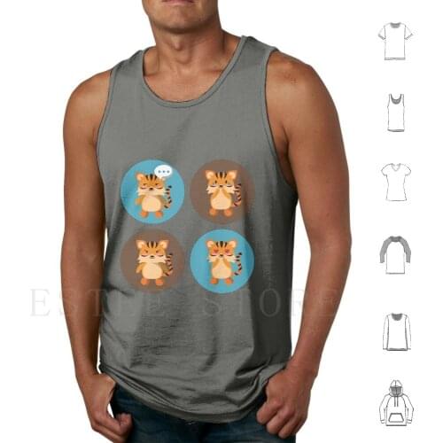 Cute Tiger For Cat Vs Tiger And Tiger Vs Cat Tank Tops Vest Cotton Cat Tiger Tiger Vs Cat Tiger Fan Tiger Lover Pet Tiger