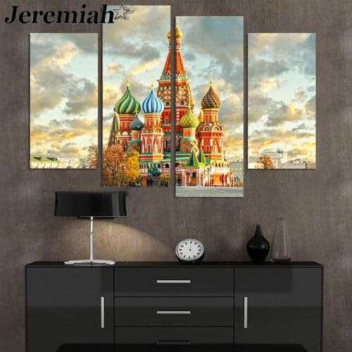 Nordic Moscow Church Canvas Oil Painting Architectural Landscape Poster Print Wall Art 4 Modern Home Decoration Accessories