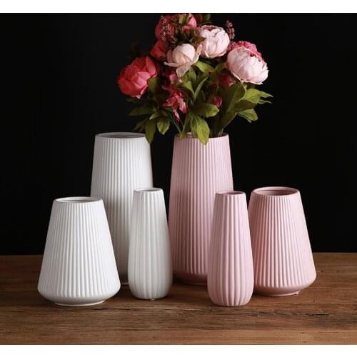 Mediterranean ceramic vase northern Europe modern simple white powder grey ornament flower arranging device home frosting