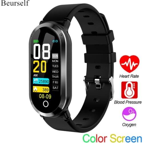 Beurself Smart Bracelet T1 Blue Call Message Fitness Smartwatch Heart Rate Sleep Monitor Blood Pressure Sports Band for Phone