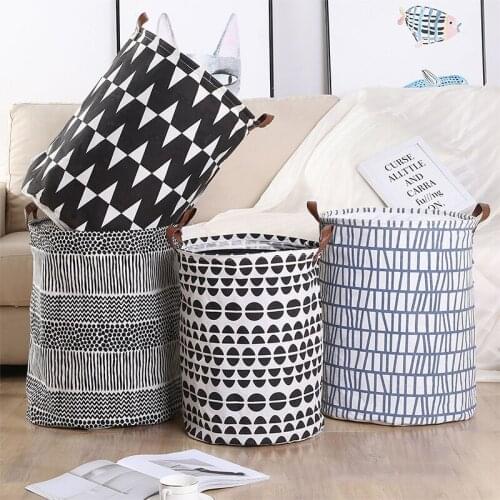 Storage Bucket Cotton Linen Space Savers Household Office Sundries Receiving Barrel Fashion PE Coating Waterproof Dedroom