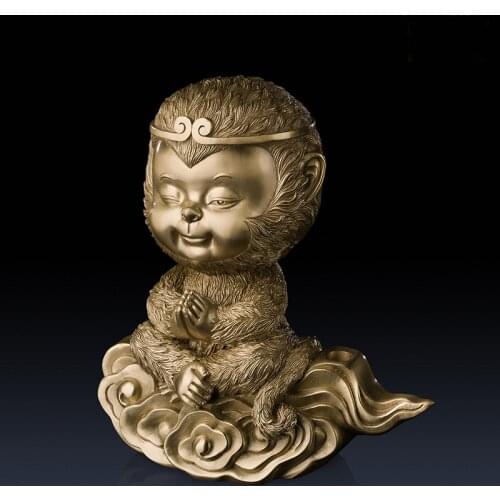 High grade Buddhism Spiritual ART Good luck God of victory WU KONG HOME office Bar bring thriving business mascot brass statue