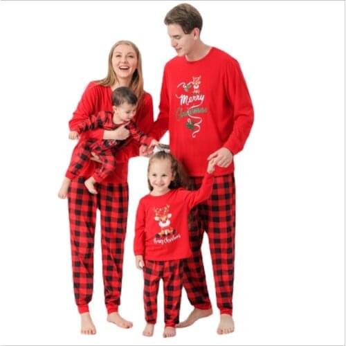 High quality American baby boys girls women mens long sleeve new cross-border family set Christmas pajamas