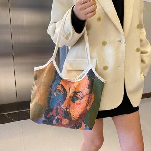 Women Daily Use Shopping pack Fashionable Canvas Bag For Girl High-capacity Single Shoulder Bag Casual Graffiti Holiday Bag