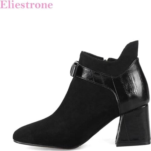 Brand New Winter Army Green Black Women Ankle Riding Boots Red Lady Glamour Shoes Med Heel AH62 Plus Big Small Size 10 32 45 48