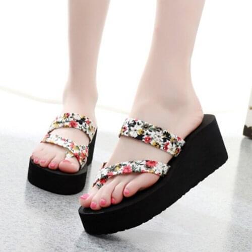 High-heeled Female Slippers Sandals And Slippers Thick-bottomed Toe Soft-faced Slippers Women Floral Flip Flops Women Shoes 03