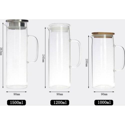 1/1.2/1.5L Heat-Resistant Glass Teapot Flower Tea Kettle Large Clear Glass Fruit Juice Container Clear Teapot Office Home Tool