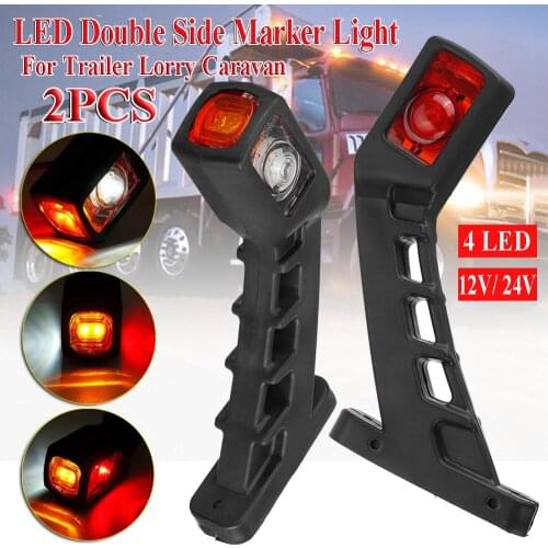 1 Pair 12V 24V Trailer Truck LED Side Marker Light 4LED Turn Signal Indicator Stop Lamp For RV Lorry Caravan