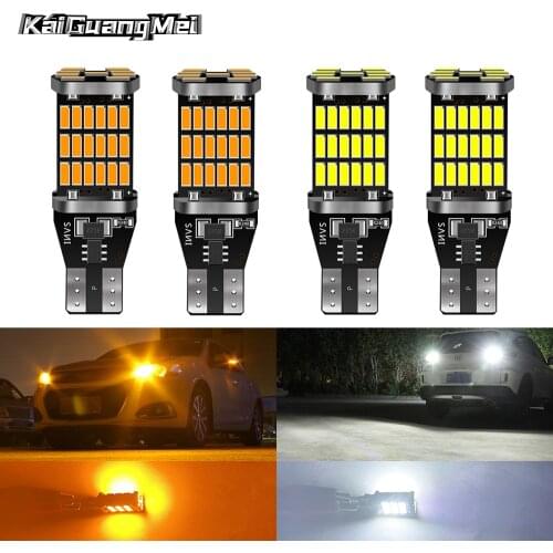 2PCS T15 W16W Car Signal Light LED Reverse Back Parking Lamps Bulb 45SMD 4014 Turn Signal Lamp Canbus No Error Bulb White Yellow