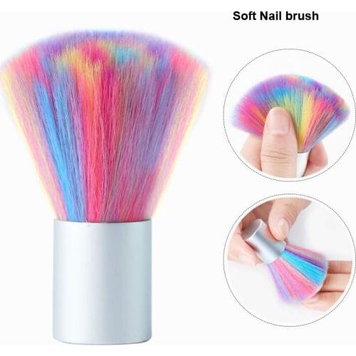 1Pcs UV Gel Powder Dust Clean Remover Portable Rainbow Nail Brush Cleaning Acrylic Colorful Soft Brush Manicure Nail Care Tools
