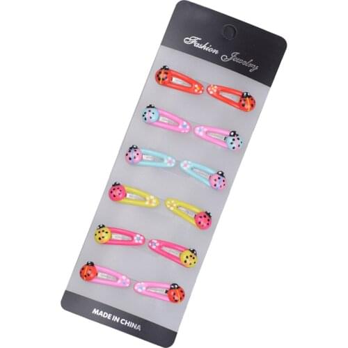 12Pcs Girls Kids Snap Bendy Clips Ladybird Insect Sleeping Side Grip Clip Pins Gift 2.8cm