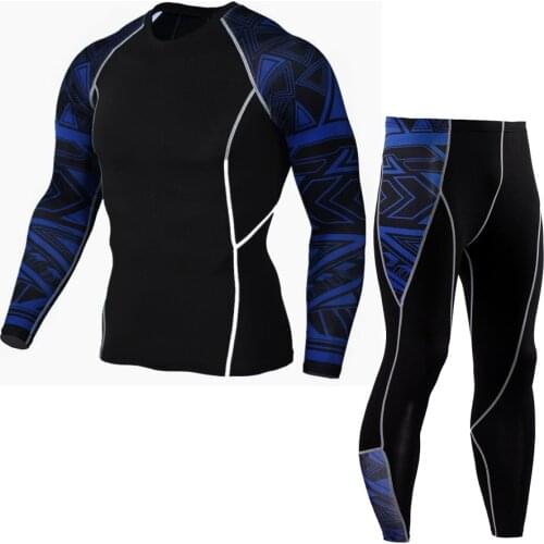 2020 Compression Running Set Quick Dry Mens Sport Suits Joggers Training Gym Fitness Tracksuits Men Long Sleeve Top Tee+Legging