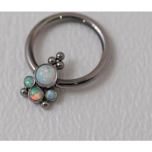 50pcs Popular 16G Opal Cluster Septum Piercing Nose Ring Ball BCR Piercings CBR Daith Helix Tragus Rings Piercings Body Jewelry